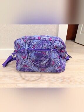 Vera Bradley Purple Paisley Quilted Travel Bag with Pink Accents